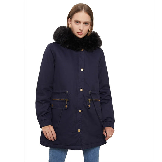 Fiona - Women's Long Hooded Velvet Padded Winter Jacket